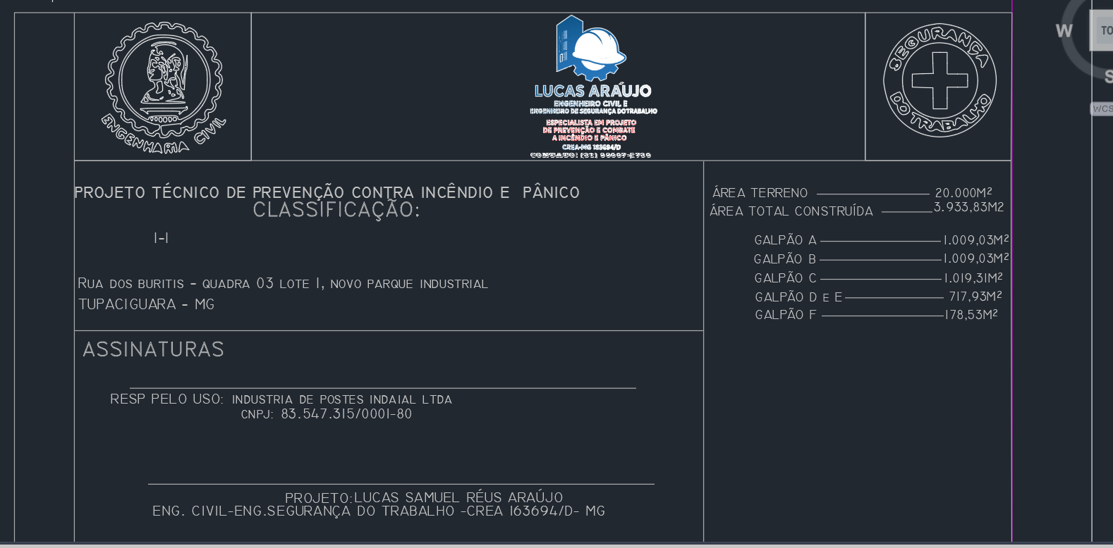 Prancha técnica do projeto Indústria de Postes Indaial Ltda.